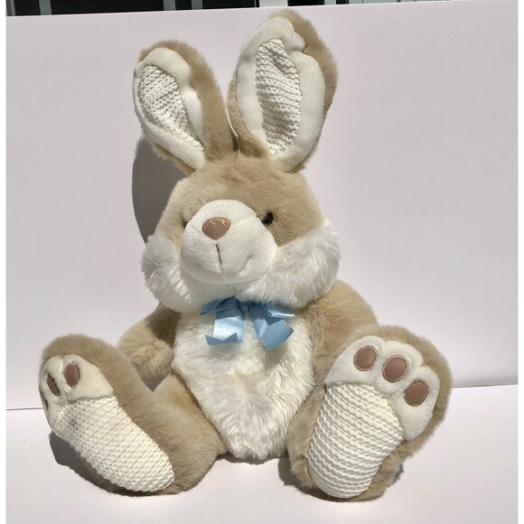 Bunny Rabbit Stuffed Animal 14/19 inch White/Brown Super soft fur - Picture 2 of 8